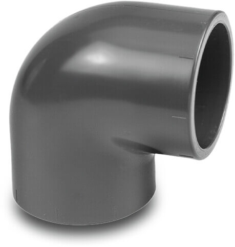 VDL Winkel 90° PVC-U 10 mm Klebemuffe 16bar Grau